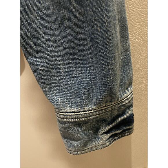 Abercrombie & Fitch Med Denim Distressed Denim Jean Jacket Y2K Cropped - Picture 7 of 9